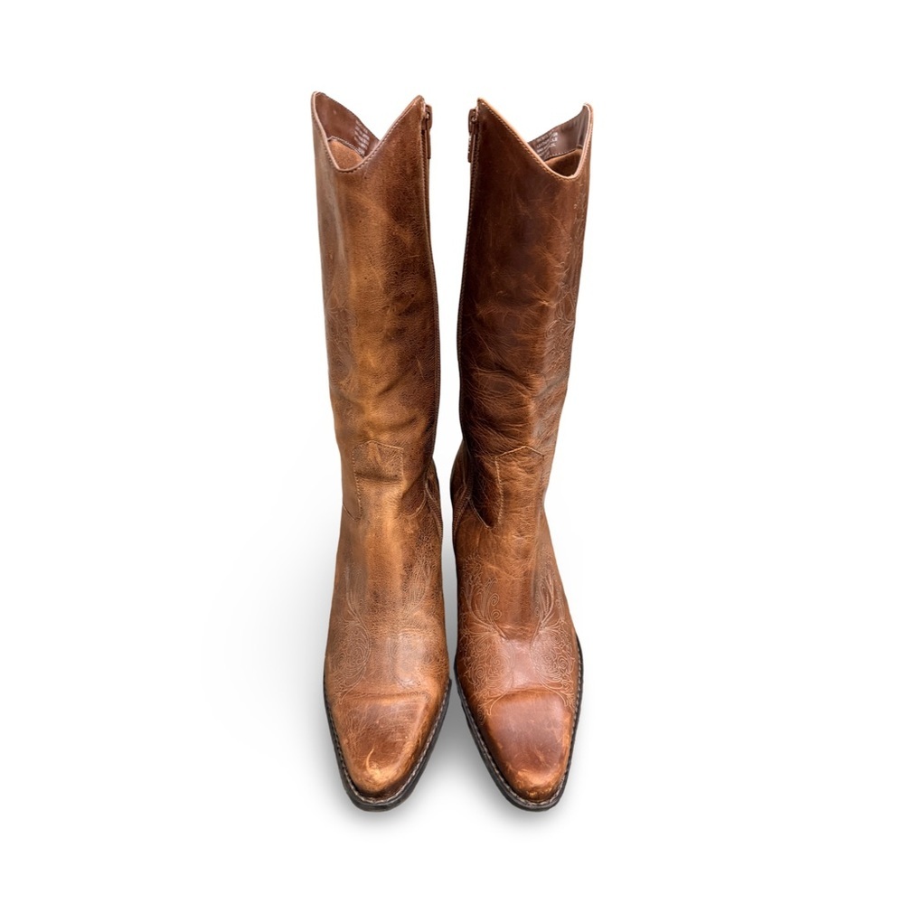 Matisse Brown Leather Cowboy Boots with Embossed Detailing Size 8 - Picture 2 of 9